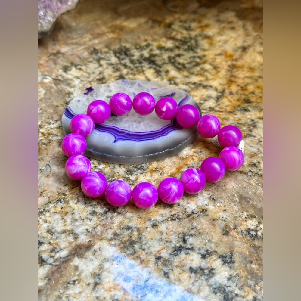 Pink Mexican Beeswax Beaded Stretch Bracelet